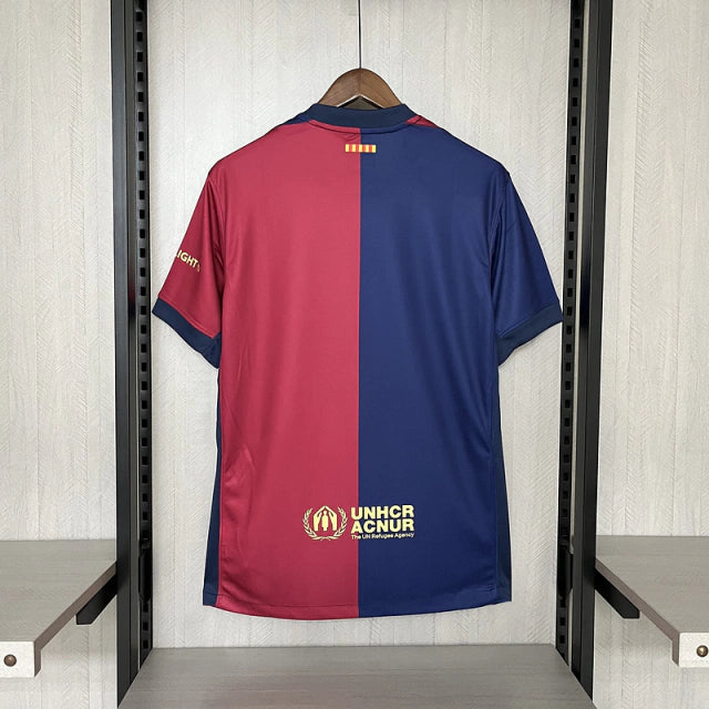 Camisa Barcelona I Home Nike Torcedor 2024/25 Masculino Azul e Grená