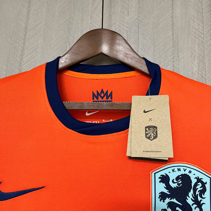 Camisa Holanda I Home Nike Torcedor 2024/25 Masculino Laranja