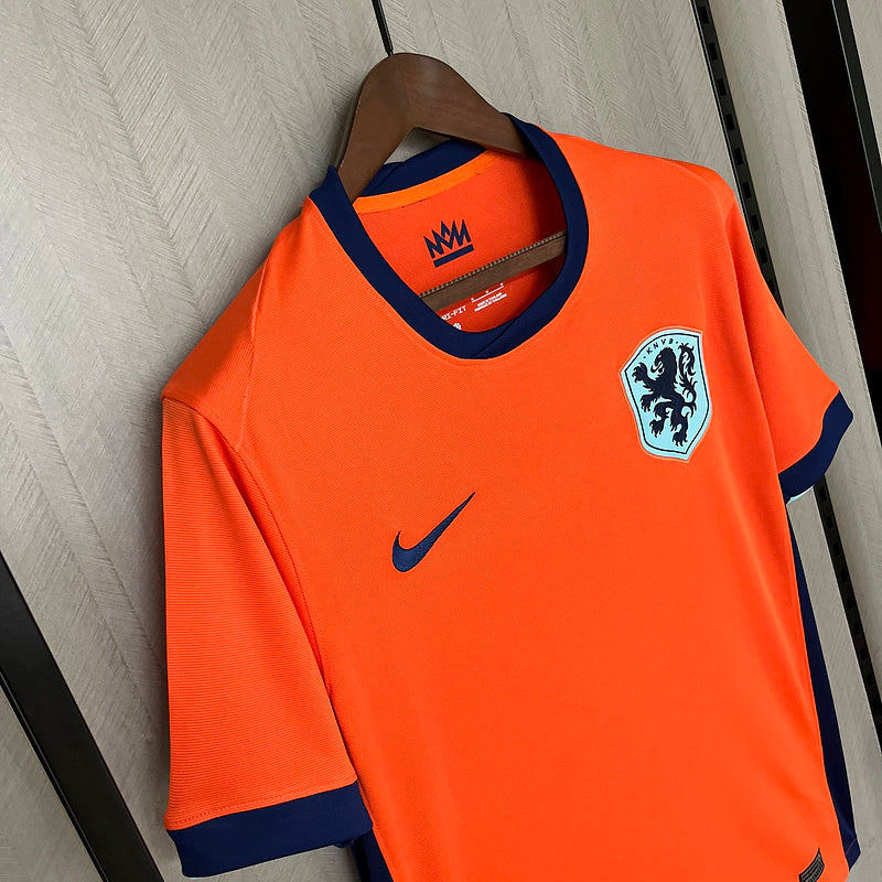 Camisa Holanda I Home Nike Torcedor 2024/25 Masculino Laranja