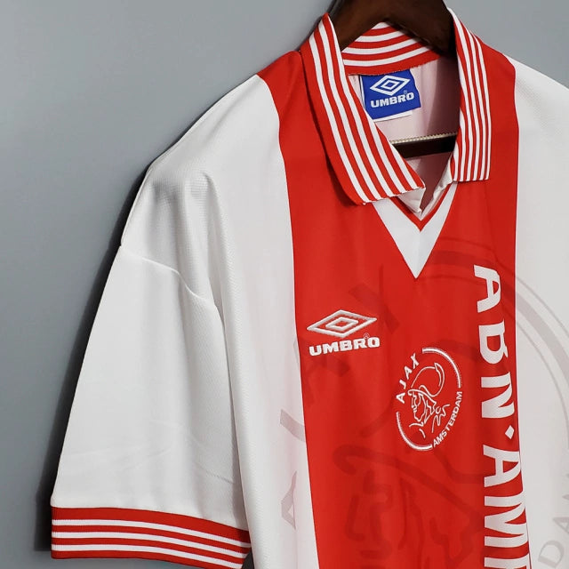 Camisa Ajax Home 95/96 Umbro Masculina - Branco e Vermelho