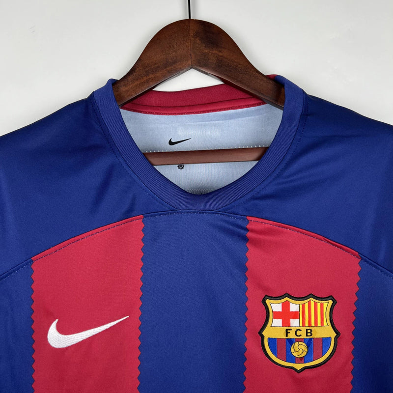 Camisa Barcelona I Home Nike Torcedor 2023/24 Masculino Azul e Grená