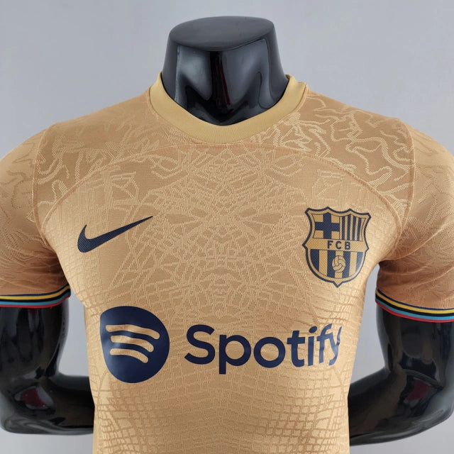 Camisa Barcelona Away 22/23 Jogador Nike Masculina - Dourada