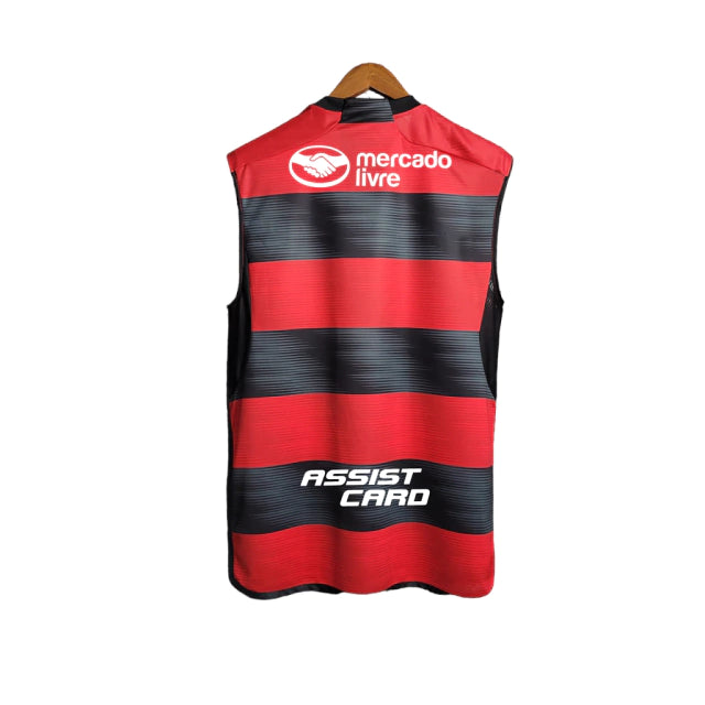 Camisa Flamengo Regata Patrocínios 23/24 Torcedor Adidas Masculina - Vermelho e Preto