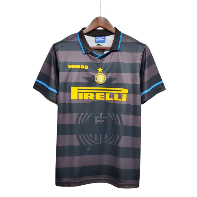 Camisa Retrô Inter de Milão II Away 1997/98 Umbro Masculina Preto e Cinza