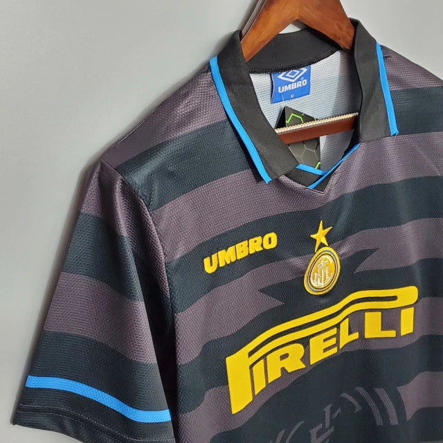 Camisa Retrô Inter de Milão II Away 1997/98 Umbro Masculina Preto e Cinza