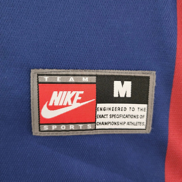 Camisa Retrô Barcelona Home Nike 1998/99 Masculino - Azul e Grená