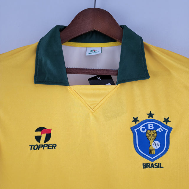 Camisa Retrô 1988 Seleção Brasileira I Masculina - Amarelo e Verde