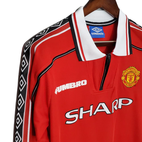 Camisa Manchester United Retrô Manga Longa Umbro 1998/1999 Vermelha
