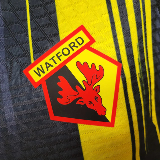 Camisa Watford Home 23/24 Jogador Kelme Masculina - Amarelo e Preto