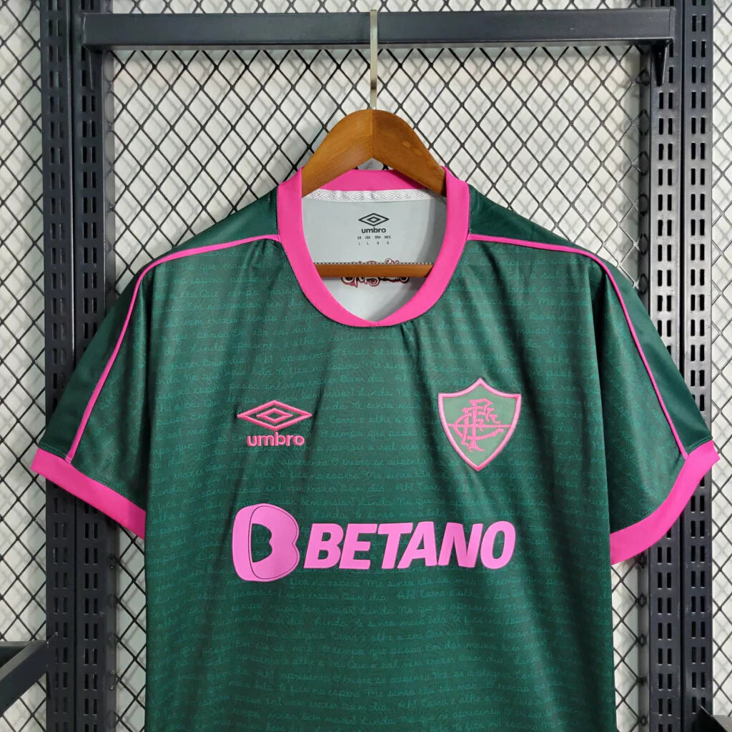 Camisa Fluminense III Third 2023/24 Umbro Torcedor Masculina Verde e Rosa