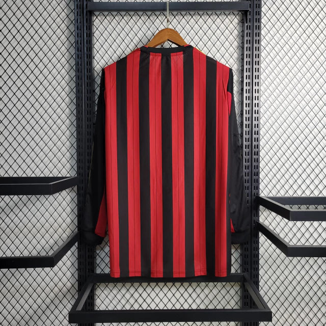 Camisa Retrô Milan I Adidas 2013/14 Manga Longa Vermelho e Preto