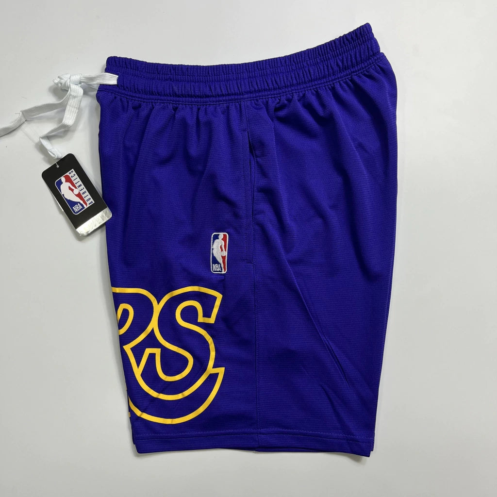 Shorts NBA Lakers 23/24 Casual - Nike - Branco - Preto - Amarelo - Azul