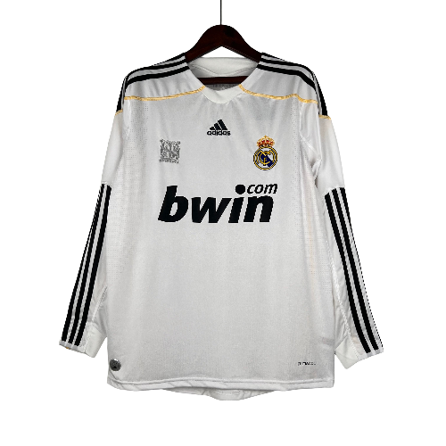 Camisa Real Madrid Manga Longa I Home Adidas 2009/10 Masculino Branco