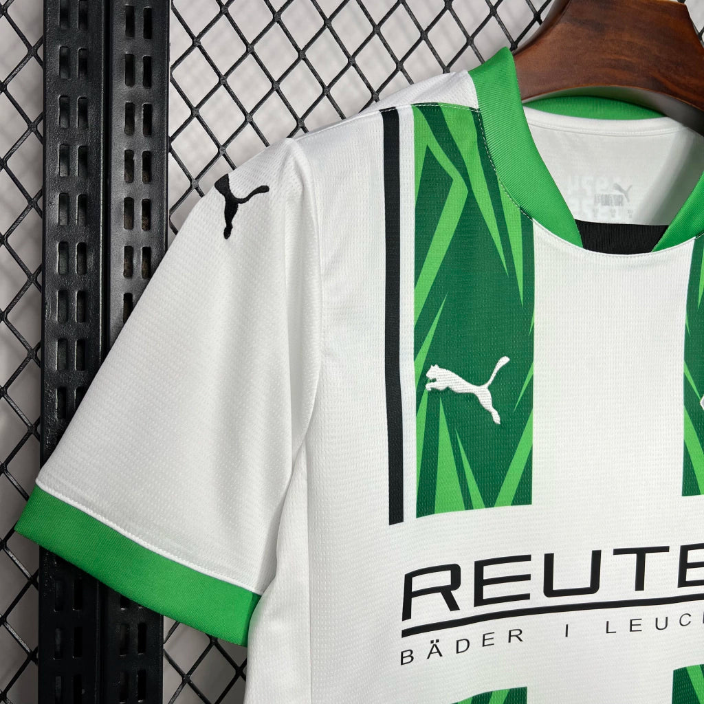 Camisa Borussia Mönchengladbach I Home Puma Torcedor 23/24 Branco e Verde