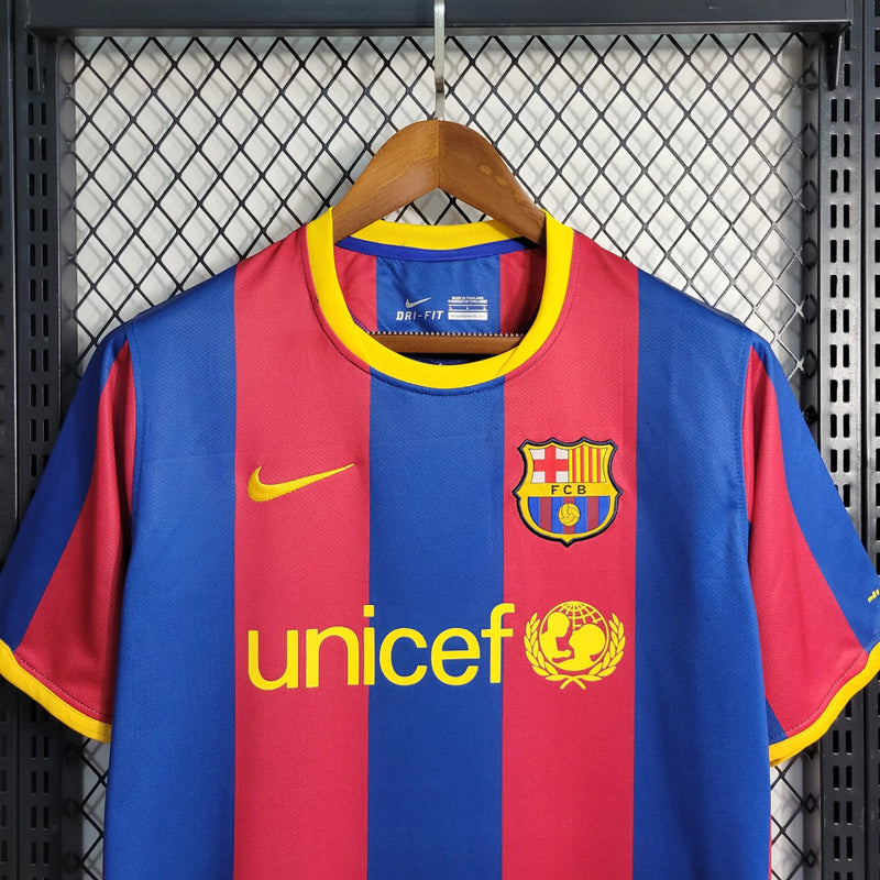 Camisa Barcelona Retrô Home 10/11 Torcedor Nike Masculina - Vermelho e Azul