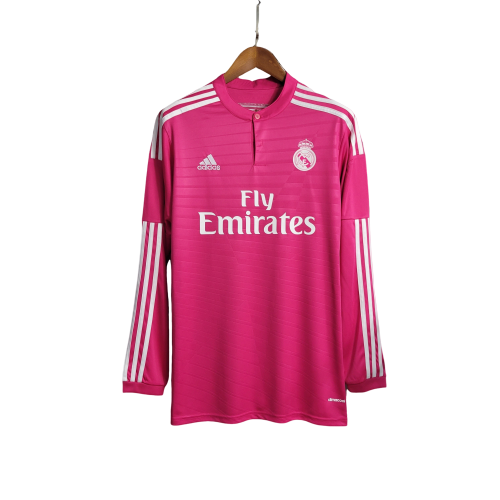 Camisa Retrô Real Madrid Manga Longa III Third Adidas 2014/15 Masculino Rosa