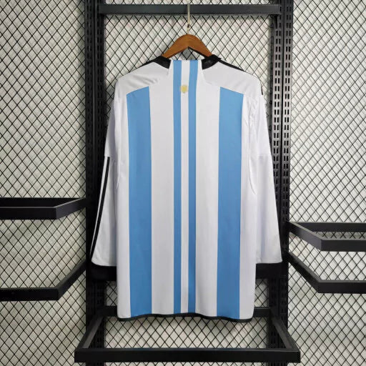 Camisa Seleção Argentina Manga Longa Adidas Torcedor 2023/24 Azul e Branco