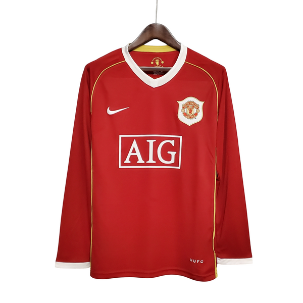 Camisa Retro 06/07 Manchester United Manga Longa Home Nike Torcedor - Vermelho