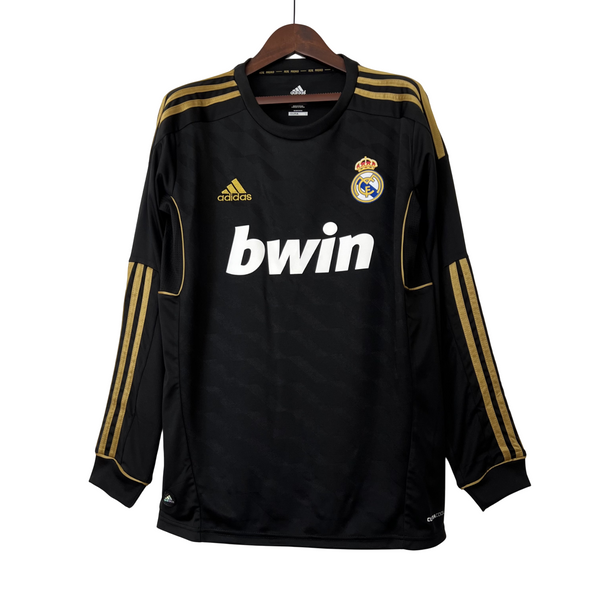 Camisa II Adidas Real Madrid I 11/12 - Retrô Manga Longa- Preto