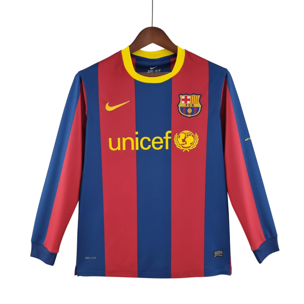 Camisa Retro Barcelona 05/06 Manga Longa 10/11 UEFA Champions League Home - Grená, Azul e Vermelha