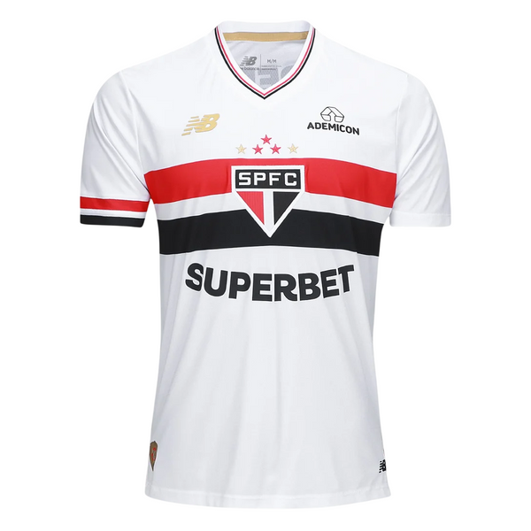 Camisa Tricolor Paulista 25/26 Home Torcedor New Balance Masculina - Branco+Vermelho