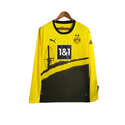 Camisa Borussia Dortmund I Puma 23/24 Manga longa Torcedor Masculino Amarelo