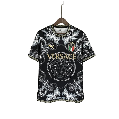 Camisa Seleção Itália x Versace Torcedor 2023/24 Masculino Preto