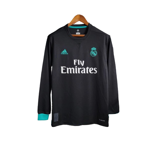 Camisa Retrô Real Madrid Manga Longa II  2017/18Adidas Torcedor Preto