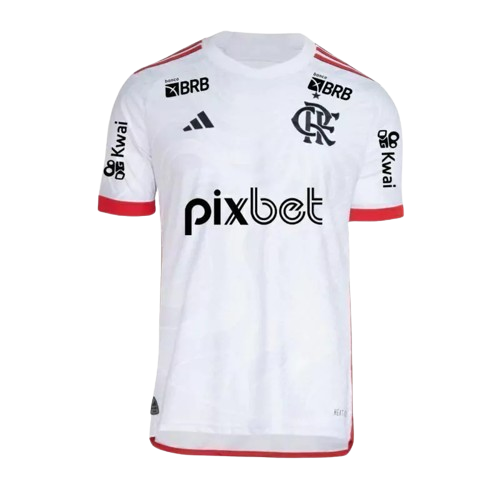 Camisa Flamengo Away Com Patrocínios 2024/25 Adidas Torcedor Masculino Branco