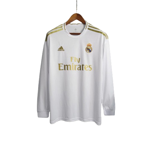Camisa Real Madrid I Home 2019/20 Adidas Retrô Manga Longa Masculina - Branco