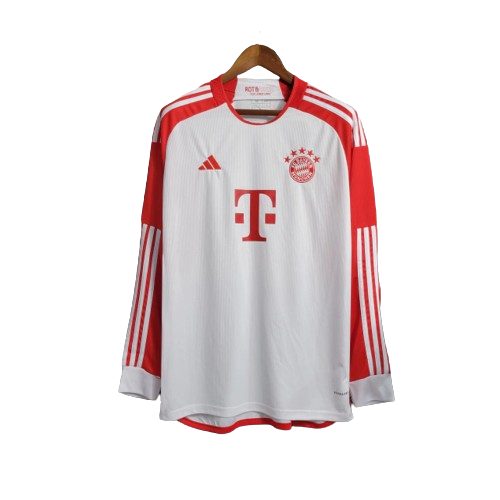 Camisa Bayern de Munique I 23/24 Manga Longa Torcedor Adidas Masculina - Branco