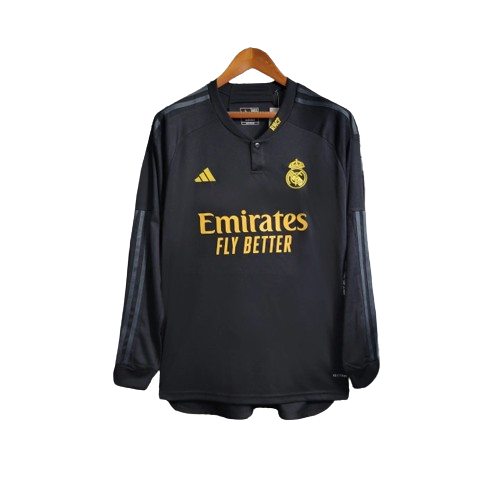 Camisa Real Madrid Third Manga Longa - 23/24 Torcedor Adidas masculino Preto