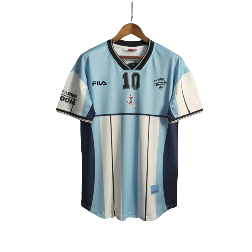 Camisa Retro Seleção Argentina Maradona Edição Comemorativa Azul e Branco