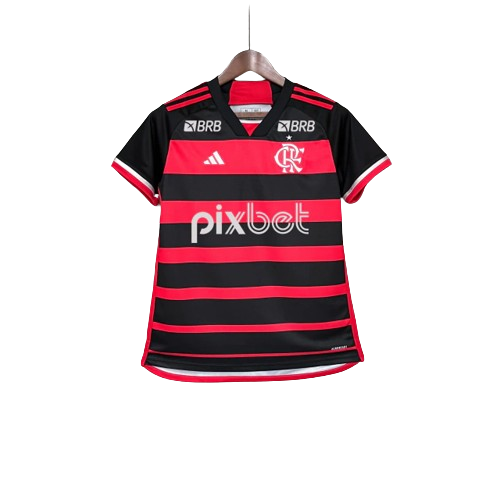 Camisa Flamengo Home 24/25 s/n° Torcedor Feminina - Preto e vermelho