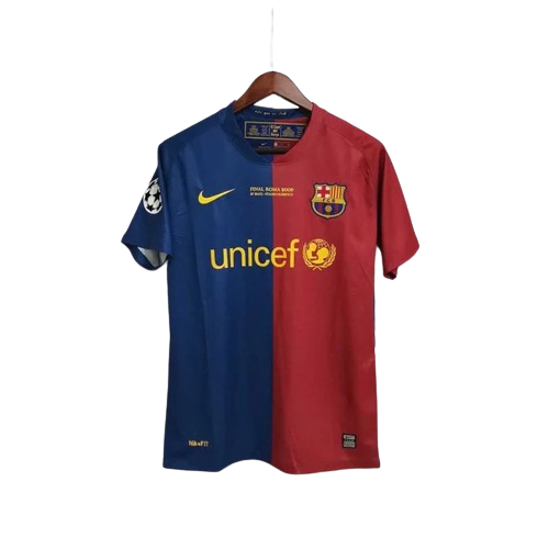 Camisa Retrô Barcelona I Home Nike 2008/09 UEFA Champions League Azul e Grená