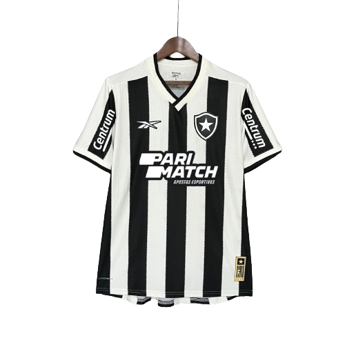 Camisa Botafogo I Home 2024/25 Com Patrocíonios Torcedor Masculino Preto e Branco