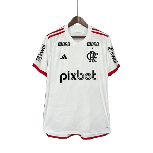 Camisa Flamengo Away Com Patrocínios 2024/25 Adidas Torcedor Masculino Branco