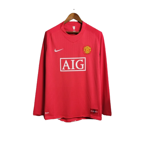 Camisa Retrô Manchester United Manga Longa Nike 2007/08 Masculino Vermelho