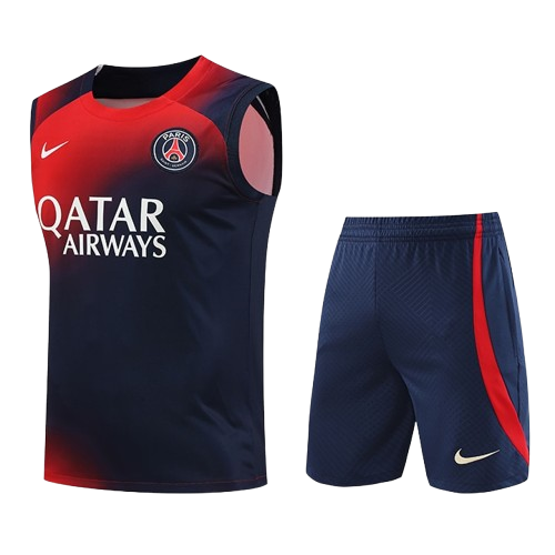 Conjunto Regata Paris Saint Germain Nike 2023/24 Azul e Vermelho