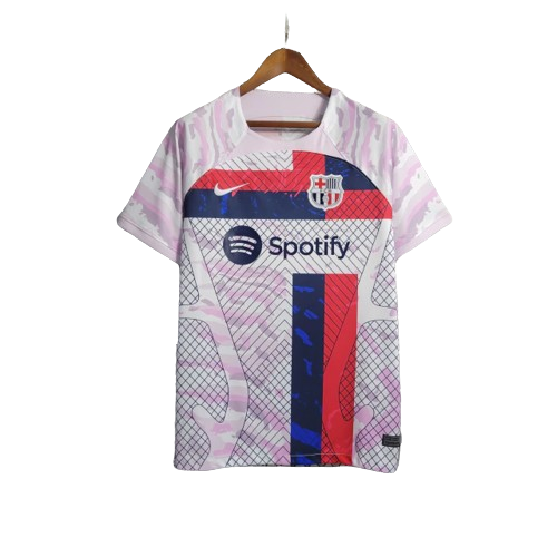 Camisa Barcelona Treino 23/24 Torcedor Rosa e Branco