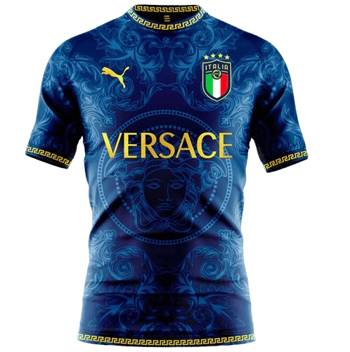 Camisa Seleção Itália x Versace Torcedor 2022/23 Masculino Azul