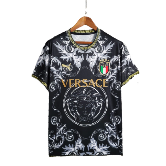 Camisa Seleção Itália x Versace Torcedor 2023/24 Masculino Preto