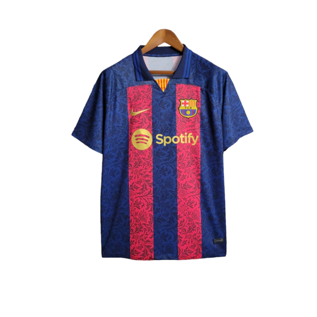 Camisa Barcelona Treino 23/24 Torcedor Nike Masculina - Azul e Grená