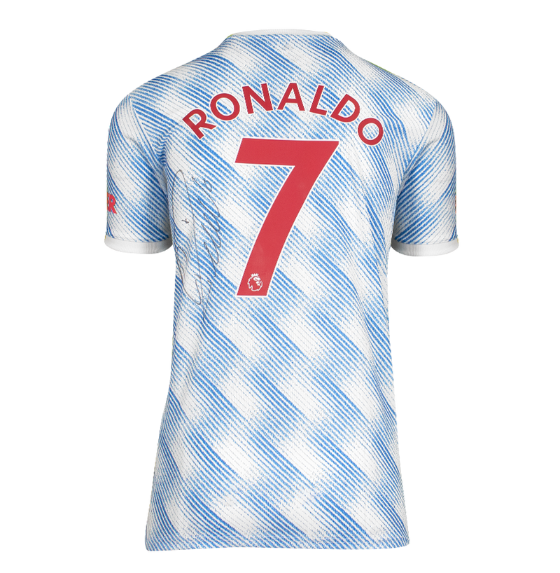 Cristiano Ronaldo, camisa oficial da UEFA Champions League Assinada e Emoldurada pelo herói Manchester United 2021-22