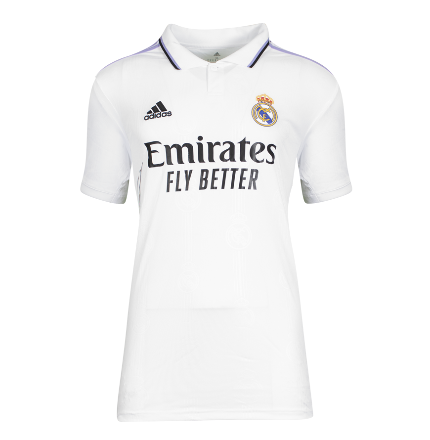 Camisa Autografada Vinicius Jr, camisa oficial da UEFA Champions League Assinada  e Emoldurada pelo Real Madrid CF 2022-23 com números estilo torcedor