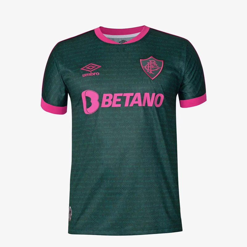 Camisa Fluminense III 23/24 Umbro Torcedor Masculina Verde e Rosa