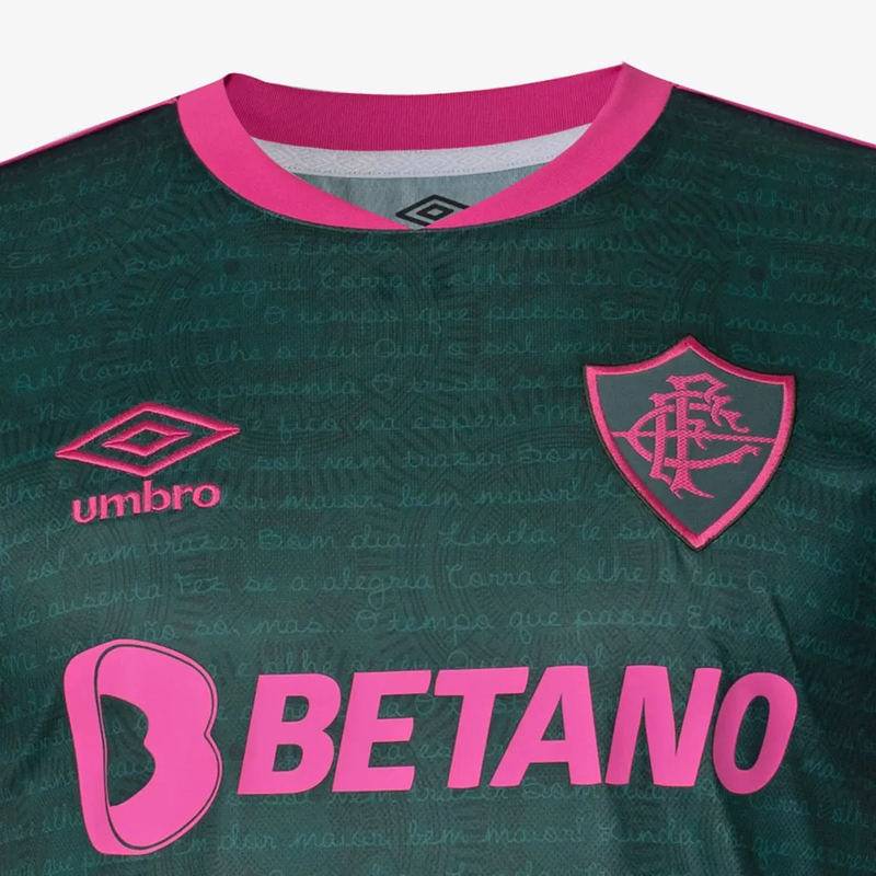 Camisa Fluminense III 23/24 Umbro Torcedor Masculina Verde e Rosa