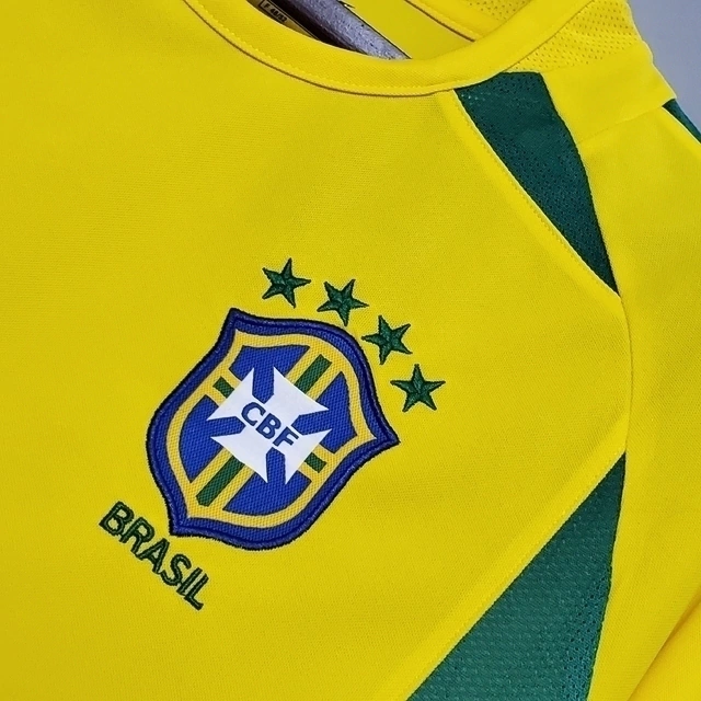 Camisa Retrô Seleção Brasileira I Home Nike 2002/03 Masculino Amarelo