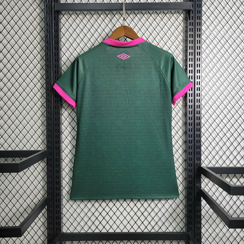 Camisa Fluminense III 23/24 Umbro Torcedor Feminina Verde e Rosa