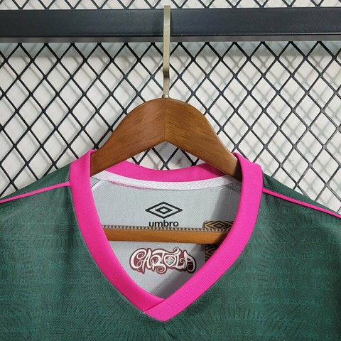 Camisa Fluminense III 23/24 Umbro Torcedor Feminina Verde e Rosa